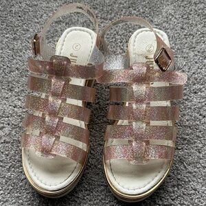 Justice Girls Pink Glitter Jelly Sandals